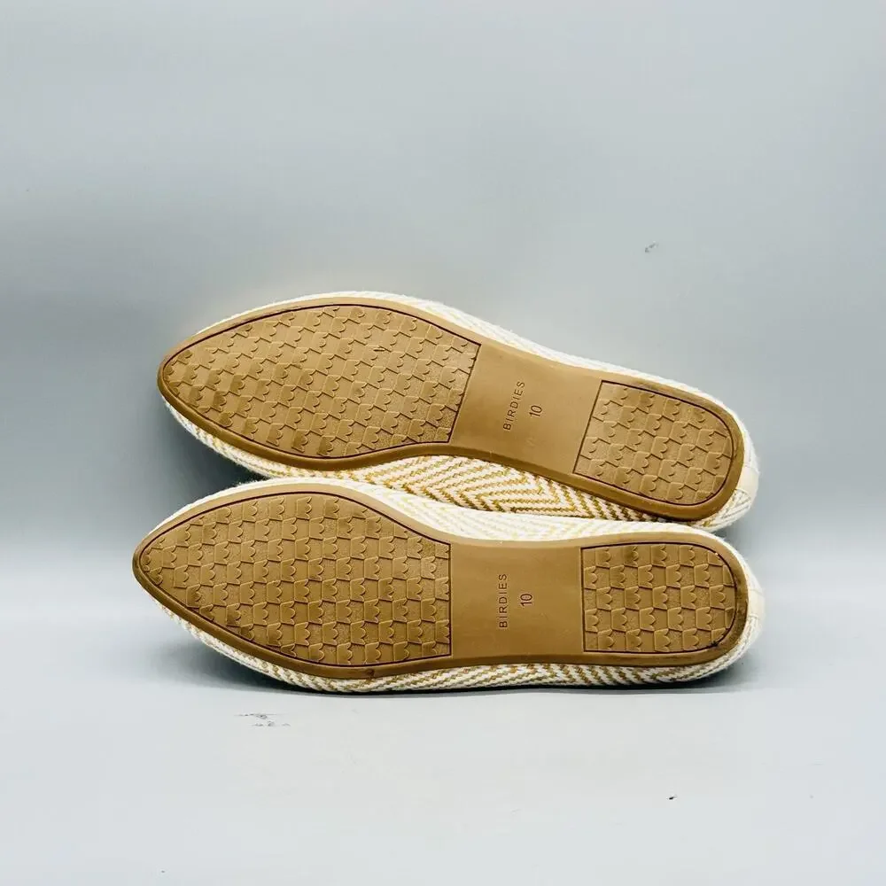 Birdies Shoes Womens 10 Beige Woven Chevron Loafer Flats Slip On Comfort Casual